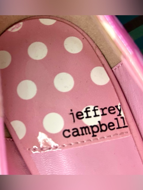 Jeffrey Campbell Veronique Pink, White Polka Dot Patent Leather Pumps, Size 6.5 - Picture 9 of 13